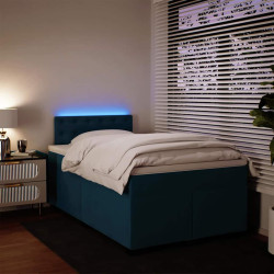 Cama boxspring com colchão 120x190 cm veludo azul