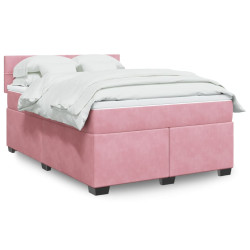 Cama com molas/colchão 140x190 cm veludo rosa