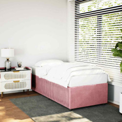 Estrutura de cama 90x190 cm veludo rosa