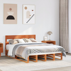 Cama sem colchão 120x200 cm madeira pinho maciça castanho-mel