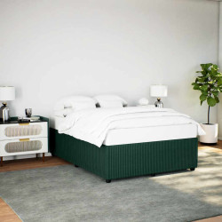 Estrutura de cama sem colchão 140x190 cm veludo verde-escuro
