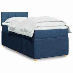 Cama com molas/colchão 90x190 cm tecido azul