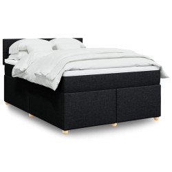 Cama com molas/colchão 140x190 cm tecido preto