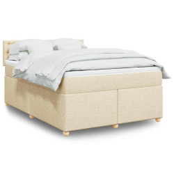 Cama com molas/colchão 140x190 cm tecido cor creme