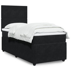 Cama com molas/colchão 100x200 cm veludo preto