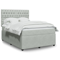 Cama com molas/colchão 140x190 cm veludo cinzento-claro