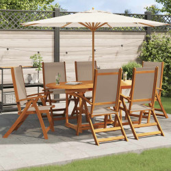 Cadeiras de jardim dobráveis 6 pcs acácia maciça e textilene