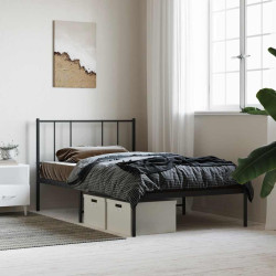 Estrutura de cama com cabeceira 90x190 cm metal preto