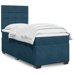 Cama boxspring com colchão 80x200 cm veludo azul