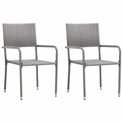 Cadeiras de jantar empilháveis para jardim 2 pcs vime PE cinza