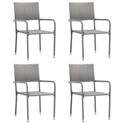Cadeiras de jantar empilháveis para jardim 2 pcs vime PE cinza