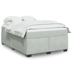 Cama com molas/colchão 140x190 cm veludo cinzento-claro