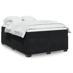 Cama com molas/colchão 140x190 cm veludo preto