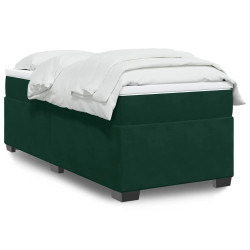 Cama com molas/colchão 80x200 cm veludo verde-escuro