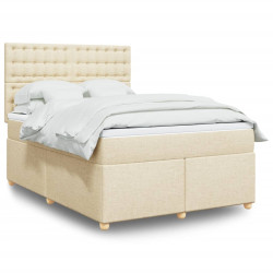 Cama com molas/colchão 140x200 cm tecido cor creme