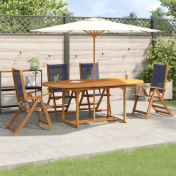 5 Pcs conjunto de jantar para jardim acácia maciça e textilene