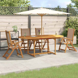 5 Pcs conjunto de jantar para jardim acácia maciça e textilene