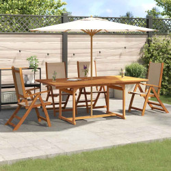 5 Pcs conjunto de jantar para jardim acácia maciça e textilene