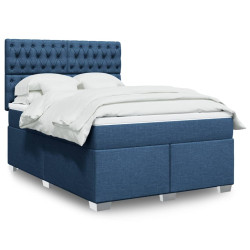 Cama com molas/colchão 140x190 cm tecido azul