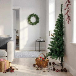 Meia árvore de natal artificial com suporte 150 cm PVC verde