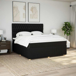 Cama com molas/colchão 180x200 cm tecido preto