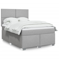 Cama com molas/colchão 140x190 cm tecido cinzento-claro