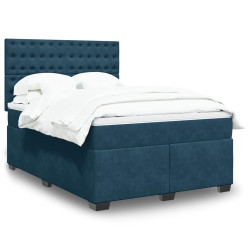 Cama com molas/colchão 140x200 cm veludo azul