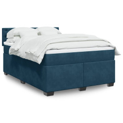 Cama com molas/colchão 160x200 cm veludo azul