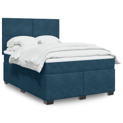Cama com molas/colchão 160x200 cm veludo azul