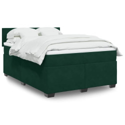 Cama com molas/colchão 160x200 cm veludo verde-escuro
