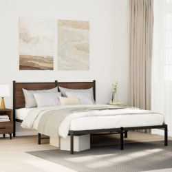 Estrutura de cama sem colchão 140x190 cm metal carvalho fumado