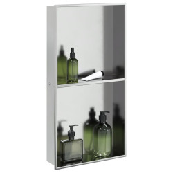 Nicho parede p/ duche 32x62x9 cm aço inoxidável prata escovada