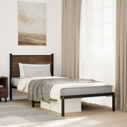 Estrutura de cama sem colchão 90x190 cm metal carvalho castanho