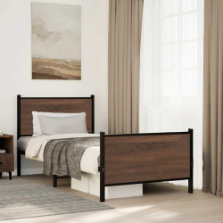 Estrutura de cama sem colchão 80x200 cm metal carvalho castanho