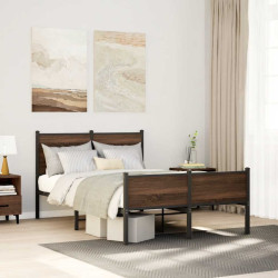 Estrutura de cama sem colchão 120x200cm metal carvalho castanho