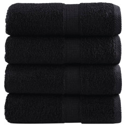 Toalhas de rosto premium solund 4 peças pretas 30x30 cm 600 g/m²