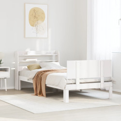 Estrutura de cama c/ cabeceira sem colchão 90x200 cm branco