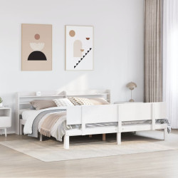 Estrutura de cama c/ cabeceira sem colchão 200x200 cm branco