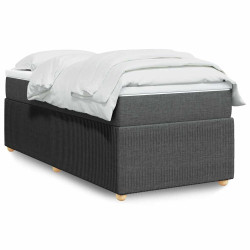 Cama com molas/colchão 100x200 cm tecido cinza-escuro