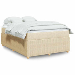 Cama com molas/colchão 140x190 cm tecido cor creme