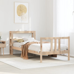 Estrutura de cama com cabeceira 75x190 cm pinho maciço