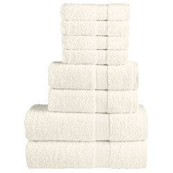8 Pcs conjunto de toalhas premium solund 600 gsm creme