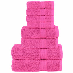 8Pcs conjunto toalhas banho premium solund 600 gsm rosa