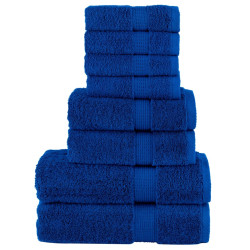 8Pcs conjunto toalhas banho premium solund 600 gsm azul