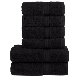 6Pcs conjunto toalhas banho premium solund 600 gsm preto