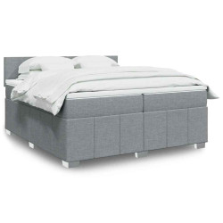 Cama com molas/colchão 200x200 cm tecido cinza-claro
