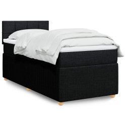 Cama com molas/colchão 100x200 cm tecido preto