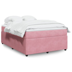 Cama com molas/colchão 160x200 cm veludo rosa