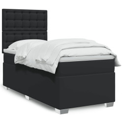 Cama com molas/colchão 80x200 cm couro artificial preto