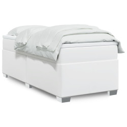 Cama com molas/colchão 100x200 cm couro artificial branco